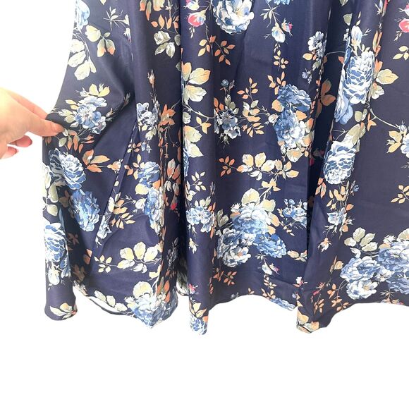 SCARLET DARKNESS Floral Midi Skirt Navy Blue NWT Small - Picture 5 of 6